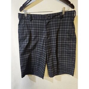 Nike Golf Tour Performance Dri-Fit Shorts Men's 33 Black Gray Plaid Athletic Fit